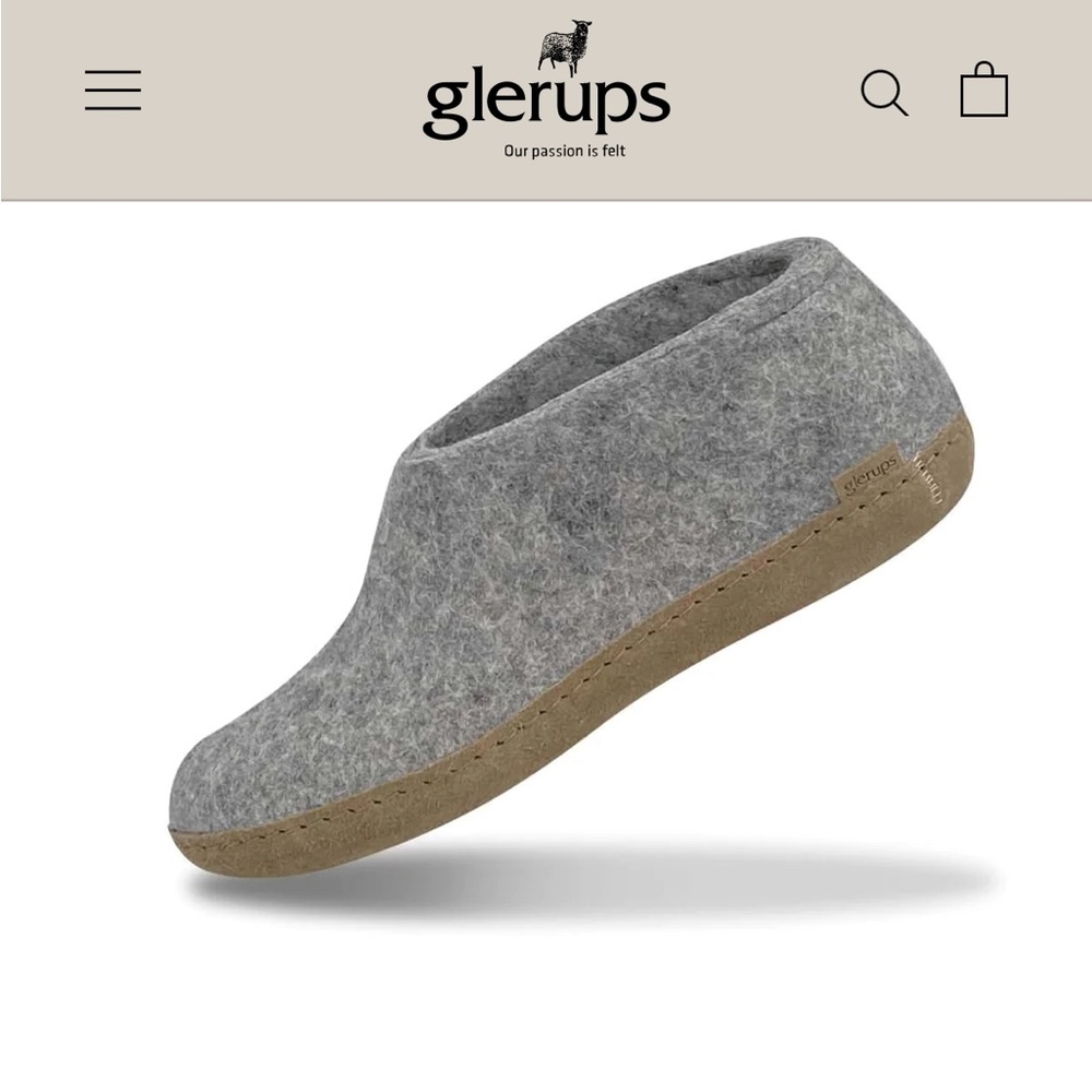 glerups.dk wool slippers with leather soles